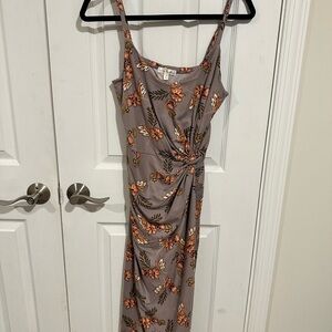 Nine Britton Floral Midi Dress - Gray and Orange